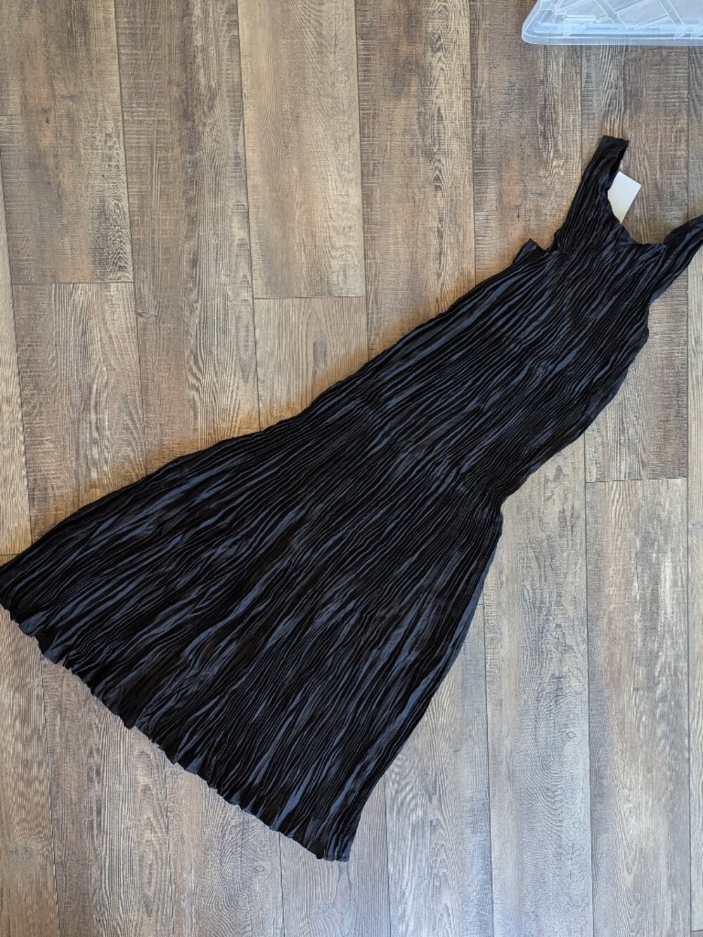NWT Eileen Fisher Women's Crushed Silk Tiered Maxi Dress Black L Travel Luxury - Picture 6 of 8